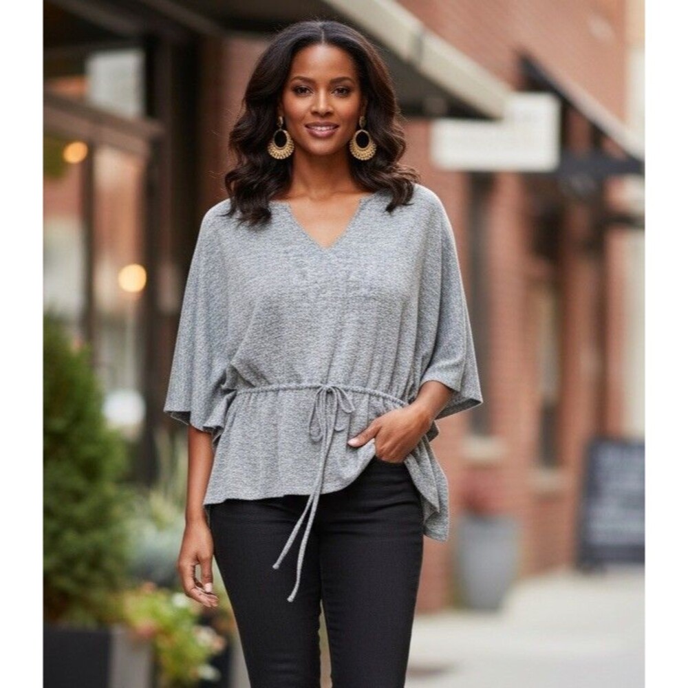 Kimono Style Lightweight Sweater top Grey L (Pre-Loved)